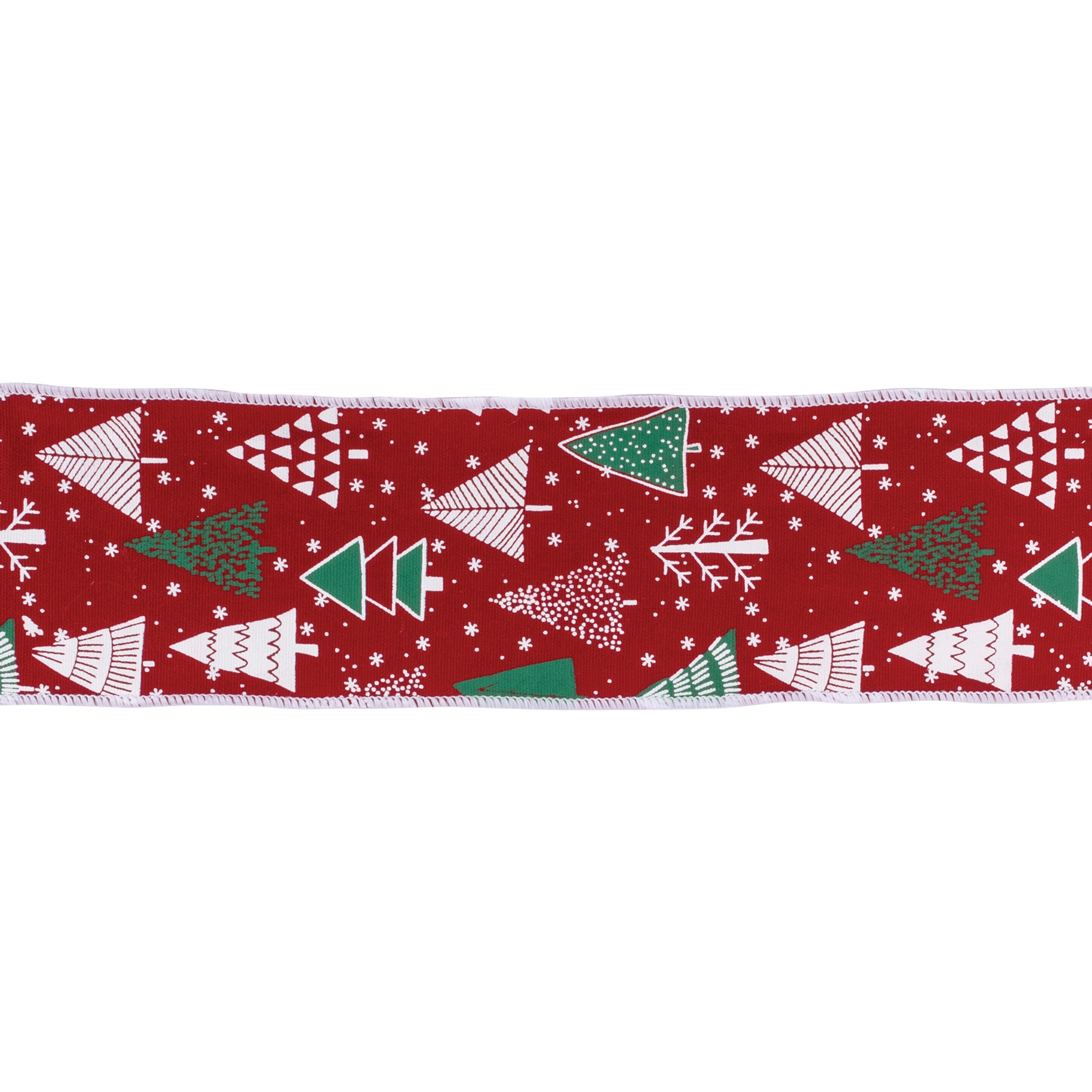 Wired Holiday Ribbon With Christmas Tree Design, 4" X 10 Yards