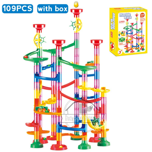 Marble Run Race Track Building Blocks Kids 3D Maze Ball Roll Toy DIY