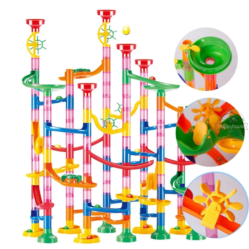 Marble Run Race Track Building Blocks Kids 3D Maze Ball Roll Toy DIY