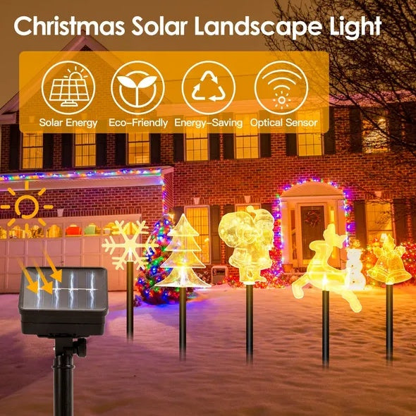 5Pcs Mixed Christmas Decoration Light Solar Stake Light Waterproof