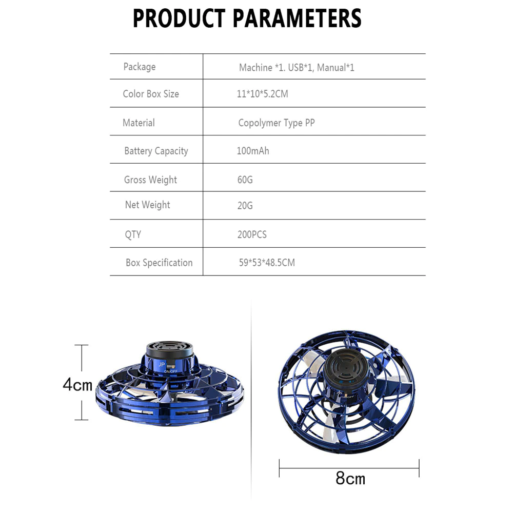 Flying Fidget Spinner Drone Ball UFO Stress Focus Hand Fun Toy LED