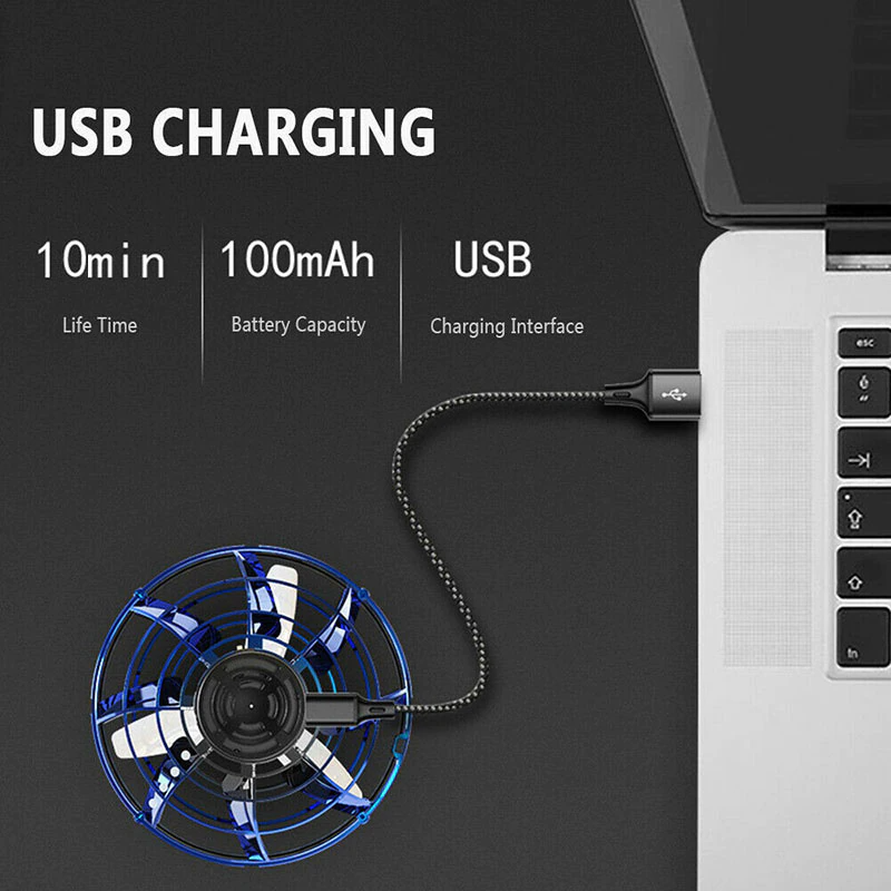 Flying Fidget Spinner Drone Ball UFO Stress Focus Hand Fun Toy LED