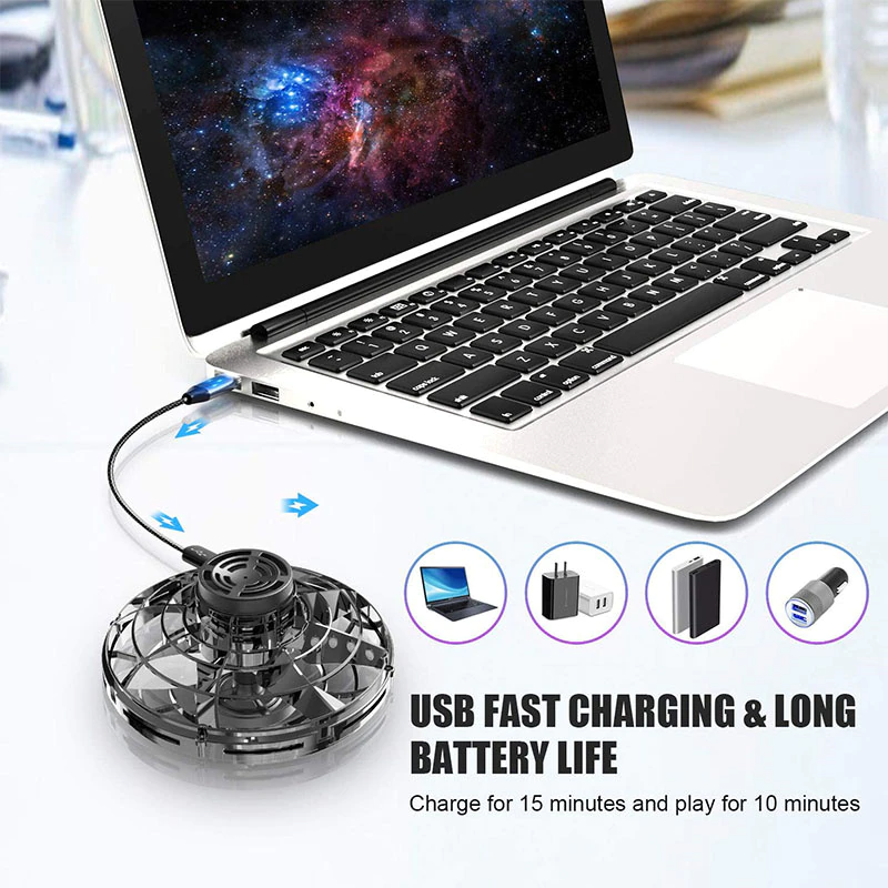 Flying Fidget Spinner Drone Ball UFO Stress Focus Hand Fun Toy LED