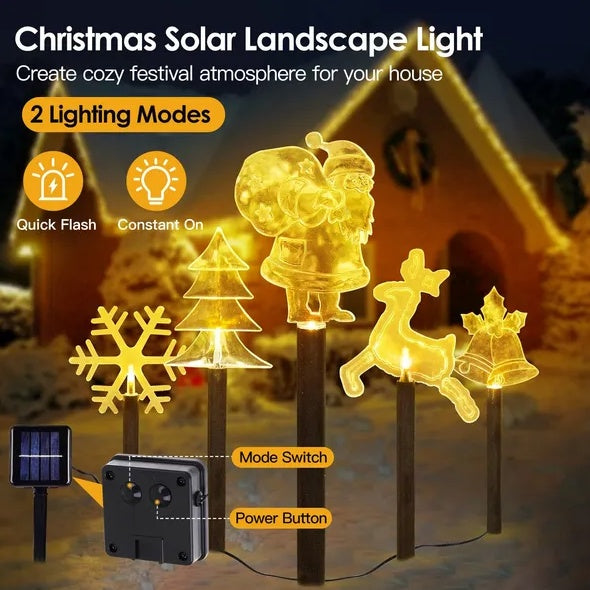 5Pcs Mixed Christmas Decoration Light Solar Stake Light Waterproof