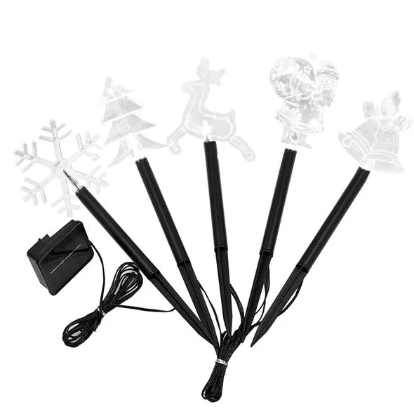 5Pcs Mixed Christmas Decoration Light Solar Stake Light Waterproof