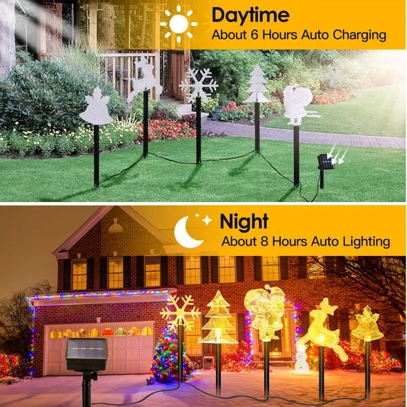 5Pcs Mixed Christmas Decoration Light Solar Stake Light Waterproof