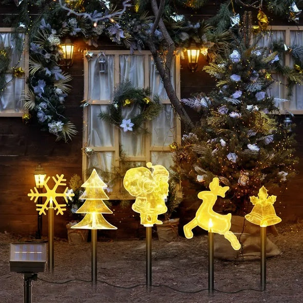 5Pcs Mixed Christmas Decoration Light Solar Stake Light Waterproof