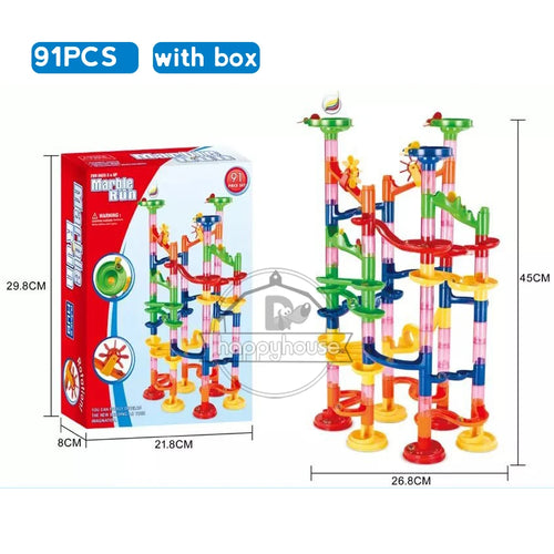 Marble Run Race Track Building Blocks Kids 3D Maze Ball Roll Toy DIY