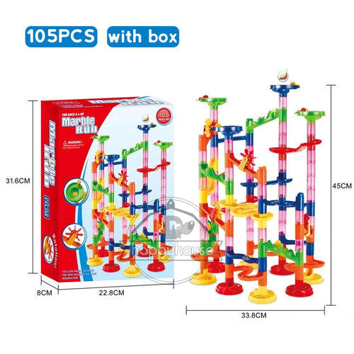 Marble Run Race Track Building Blocks Kids 3D Maze Ball Roll Toy DIY