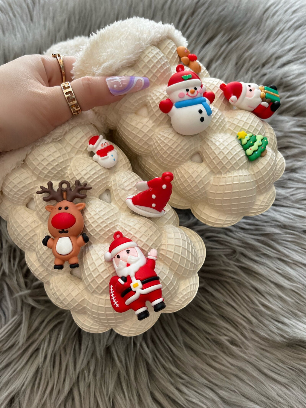 Funny DIY Bubble Slippers Furry House Slides for Christmas