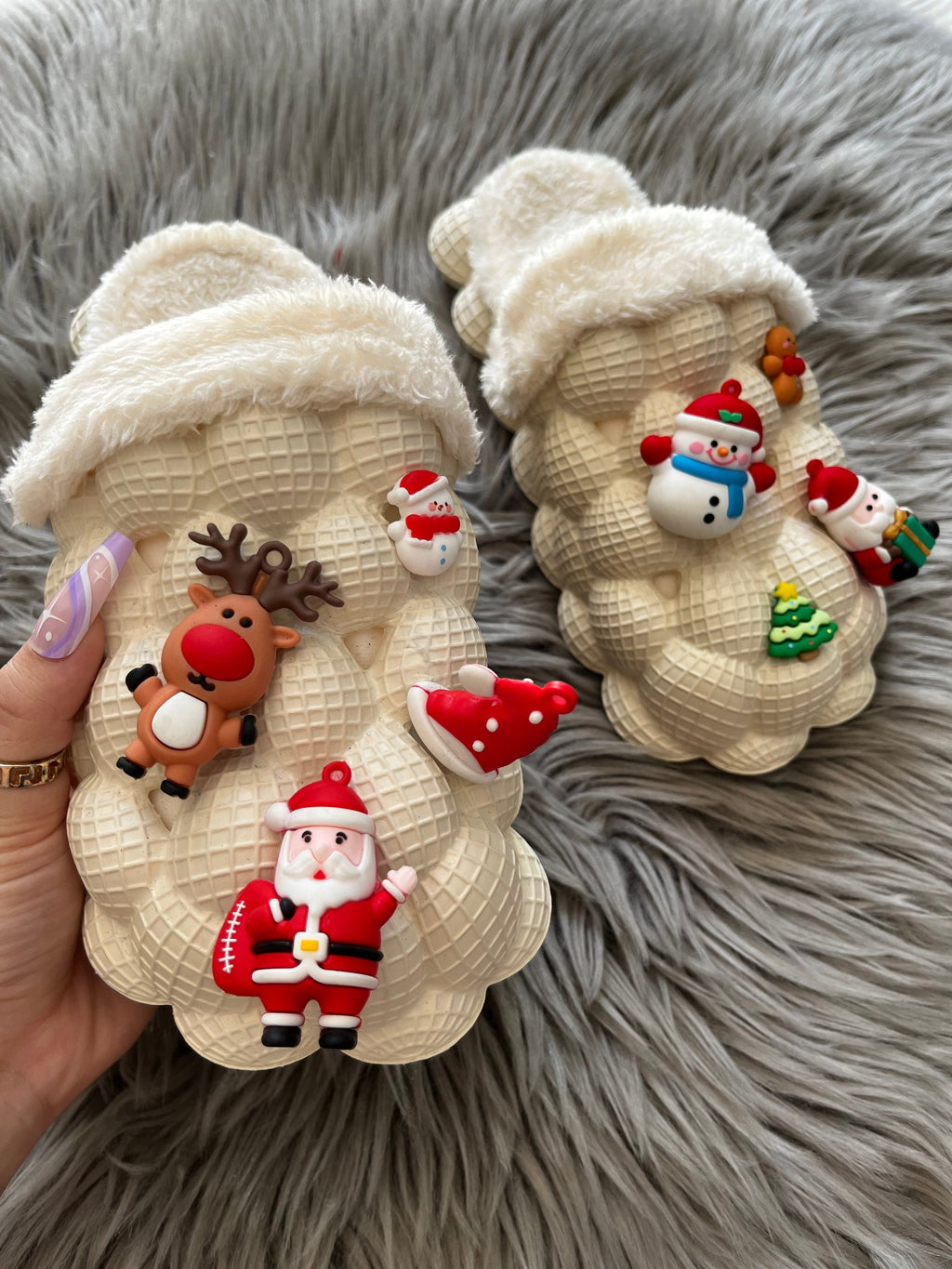 Funny DIY Bubble Slippers Furry House Slides for Christmas