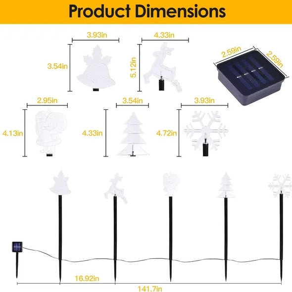5Pcs Mixed Christmas Decoration Light Solar Stake Light Waterproof