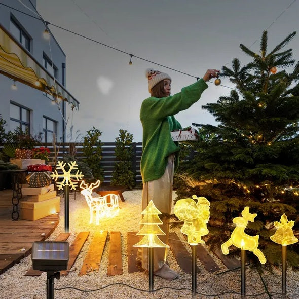 5Pcs Mixed Christmas Decoration Light Solar Stake Light Waterproof
